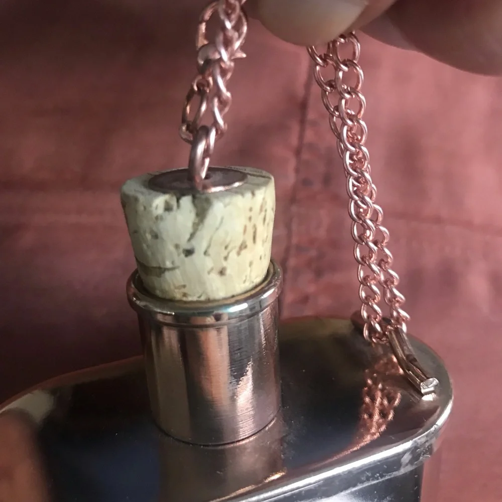 Elegant‎ Copper Flask with Chain and Cork Closure